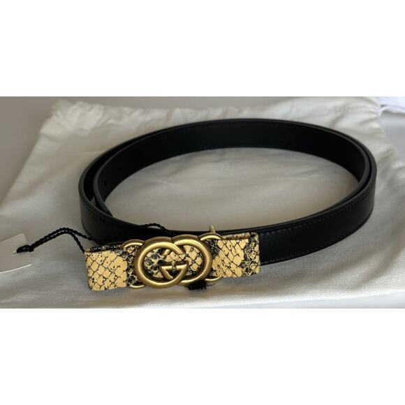 Gucci GG Buckle Women\'s Black Leather Belt 95/38 Made in Italy 745788 NWOT main image 4